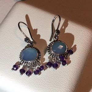 LARIMAR & AMETHYST DROP EARRINGS BY DOUG PAULUS SS